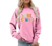 - Sweat-shirt pour enseignant, sweat-shirt graphique pour enseignant, imprimé « Back to School », épaules superposées, pull femme tumblr, Rose, S