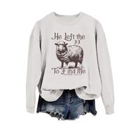 Sweat-shirt pour femme avec col rond et manches longues « He Left The 99 to Fine Me » avec inscription imprimée, Blanc., XXL