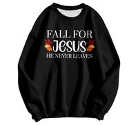 Sweat-shirt pour femme avec dicton d'automne chrétien - Pull à manches longues avec cas pour jeu de mots Jésus - Haut de foi et d'espoir pour l'automne, Stil_f01 Noir, M