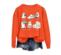 Sweat-shirt pour femme avec fantômes de lecture - Pull pour les amateurs de livres avec motif de lecture mignon - Haut mignon pour des heures de lecture confortables, Style_w04 Orange, XXL
