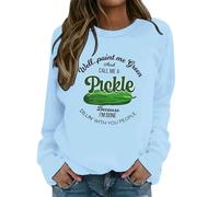 Sweat-shirt pour femme avec inscription amusante de concombre - Pull décontracté avec imprimé humoristique - Haut pour les personnes ayant un humour sarcastique, Style_c03 Bleu, L