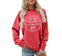 Sweat-shirt pour femme avec inscription humoristique d'automne - Pull décontracté pour la saison confortable - Haut confortable pour les amateurs d'automne, Style_o13 Rouge, XL