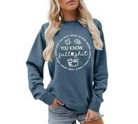 Sweat-shirt pour femme avec inscription humoristique d'automne - Pull décontracté pour la saison confortable - Haut confortable pour les amateurs d'automne, Style_o03 Bleu, XL