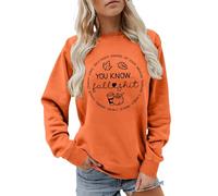 Sweat-shirt pour femme avec inscription humoristique d'automne - Pull décontracté pour la saison confortable - Haut confortable pour les amateurs d'automne, Style_o09 Orange, S