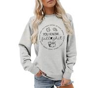 Sweat-shirt pour femme avec inscription humoristique d'automne - Pull décontracté pour la saison confortable - Haut confortable pour les amateurs d'automne, Style_o07 Gris, XXL