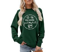 Sweat-shirt pour femme avec inscription humoristique d'automne - Pull décontracté pour la saison confortable - Haut confortable pour les amateurs d'automne, Style_o05 Vert, S