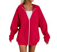 Sweat-shirt pour femme, doux, confortable, décontracté, coupe ample, manches longues, chaud, pour l'hiver / frères et sœurs, rouge, XL