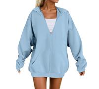 Sweat-shirt pour femme, doux, confortable, décontracté, coupe ample, manches longues, chaud, pour l'hiver / frères et sœurs, bleu ciel, XXL