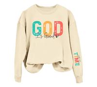 Sweat-shirt pour femme « God is Good All The Time » - Pull chrétien avec inscription colorée | T-shirt à manches longues avec message de foi inspirant, Style_w01 Beige, XXL