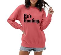 Sweat-shirt pour femme « He's Hunting » pour femme chasseuse - Pull avec inscription en allemand pour la saison de chasse | T-shirt décontracté à manches longues pour partenaires de chasseurs