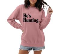 Sweat-shirt pour femme « He's Hunting » pour femme chasseuse - Pull avec inscription en allemand pour la saison de chasse | T-shirt décontracté à manches longues pour partenaires de chasseurs
