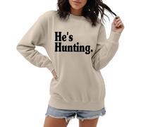 Sweat-shirt pour femme « He's Hunting » pour femme chasseuse - Pull avec inscription en allemand pour la saison de chasse | T-shirt décontracté à manches longues pour partenaires de chasseurs