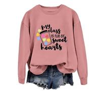 Sweat-shirt pour femme « My Class is Full of Sweet Hearts » - Pull léger amusant pour enseignant graphique, rose, S
