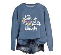 Sweat-shirt pour femme « My Class is Full of Sweet Hearts » - Pull léger amusant pour enseignant graphique, bleu, XL