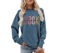 Sweat-shirt pour femme pour les amateurs de livres avec inscription livre - Pull décontracté pour les rats de lecture de style rétro - Haut confortable pour le week-end, Style_w06 bleu marine, S