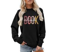 Sweat-shirt pour femme pour les amateurs de livres avec inscription livre - Pull décontracté pour les rats de lecture de style rétro - Haut confortable pour le week-end, Style_w02 Noir, M