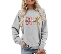 Sweat-shirt pour femme pour les amateurs de livres avec inscription livre - Pull décontracté pour les rats de lecture de style rétro - Haut confortable pour le week-end, Style_w05 Gris, L