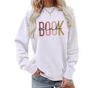 Sweat-shirt pour femme pour les amateurs de livres avec inscription livre - Pull décontracté pour les rats de lecture de style rétro - Haut confortable pour le week-end, Style_w07 Blanc, XL