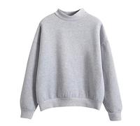 Sweat-shirt pour femme sans capuche - Col rond - Manches longues - Élégant - Couleur unie - Pull thermique confortable et chaud - Pull ample classique - Automne Hiver - Quotidien - Oversize, gris, M