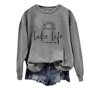 Sweat-shirt pour femme sans pour la course à pied « Fashion is The Life » à manches longues et col rond, gris, M
