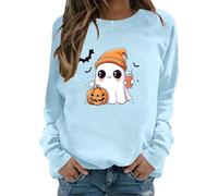 Sweat-shirt pour femme sans style décontracté coupe confortable garde-robe d'hiver indispensable, bleu clair, XL