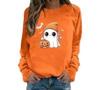 Sweat-shirt pour femme sans style décontracté coupe confortable garde-robe d'hiver indispensable, Orange, M