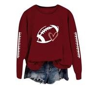 Sweat-shirt pour femme - T-shirt graphique ample à manches longues - Col rond - Queue de dinosaure, rouge brique, M