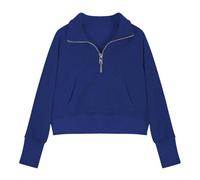 Sweat-shirt pour fille avec demi-fermeture éclair avec trou pour le pouce, pull décontracté léger uni à manches longues confortable pour l'automne et l'hiver avec poches, noir foncé, 9-10 ans