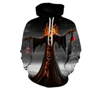 Sweat-shirt pour homme avec impression 3D d'Halloween comme sweat à capuche décontracté pour les jours de liberté, activités de loisirs confortables avec un design moderne et une matière douce, Noir