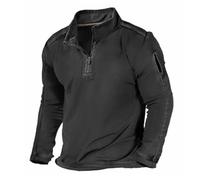 Sweat-shirt pour homme sans capuche pour homme - Demi-fermeture éclair - Manches longues - Tendance - Pull ample et confortable avec poche zippée - Léger et décontracté - Pour l'extérieur, Noir , L
