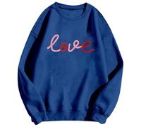 Sweat-shirt pour homme sans capuche Pull avec impression de lettres d'amour Unisexe Col rond T-shirt à manches longues Oversize Respirant Sweater Confortable Long Shirt Homme Romantique Sweat-shirt