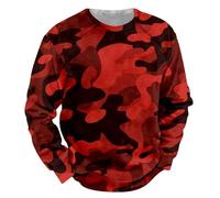 Sweat-shirt pour homme sans capuche - Sweat camouflage à manches longues décontracté sans capuche - Léger - Pull d'extérieur confortable - Pull décontracté tendance - Impression 3D - Automne/hiver, F