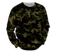 Sweat-shirt pour homme sans capuche - Sweat camouflage à manches longues décontracté sans capuche - Léger - Pull d'extérieur confortable - Pull décontracté tendance - Impression 3D - Automne/hiver, E