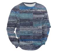 Sweat-shirt pour homme sans capuche, sweat-shirt à col rond imprimé irrégulier pour homme, pull décontracté uni, pull ample quotidien, pull rétro tendance pour homme à l'automne, bleu, S