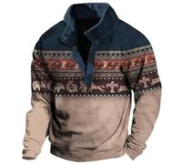 Sweat-shirt pour homme style western avec imprimé et boucle debout numérique - Long sweat-shirt rouge, beige, 3XL