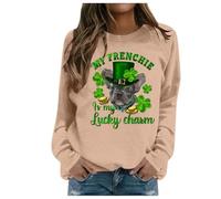 Sweat-shirt pour la Saint Patrick pour femme - Trèfle vert - Pull graphique à motif de trèfle à quatre feuilles - Col rond - Chemisiers imprimés d'amour - Nouveauté amusante - T-shirt à manches