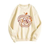 Sweat-shirt pour professeur avec inscription « We Back » pour enseignantes, imprimé « Back to School » pour enseignantes, pull à épaules croisées, taille 48, café, L