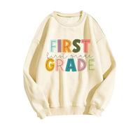 Sweat-shirt pour professeur avec inscription « We Back » pour enseignantes, imprimé « Back to School » pour enseignantes, pull à épaules croisées, taille 48, kaki, M