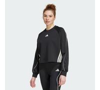 adidas Femme Stadium 3 Stripes Crew Sweatshirt, Black/Off White, XS