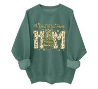 Sweat-shirt rétro « Oh Come Let Us Adore Him » - Sweat rétro « Oh Christmas Tree Jesus Christian » pour femme, Vert, XXL