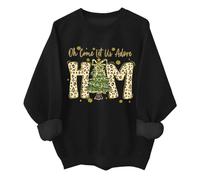 Sweat-shirt rétro « Oh Come Let Us Adore Him » - Sweat rétro « Oh Christmas Tree Jesus Christian » pour femme, Noir , S
