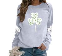 Sweat-shirt sans capuche pour femme - Tissu décontracté - Design uni - Manches longues - Confort - Motif imprimé - Col rond - Respirant - Doux - Facile d'entretien - Élégant - Tendance urbaine, Gris