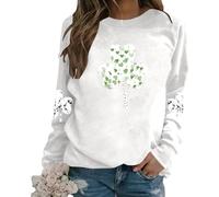 Sweat-shirt sans capuche pour femme - Tissu décontracté - Design uni - Manches longues - Confort - Motif imprimé - Col rond - Respirant - Doux - Facile d'entretien - Élégant - Tendance urbaine, Blanc