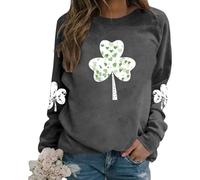 Sweat-shirt sans capuche pour femme - Tissu décontracté - Design uni - Manches longues - Confort - Motif imprimé - Col rond - Respirant - Doux - Facile d'entretien - Élégant - Tendance urbaine, gris