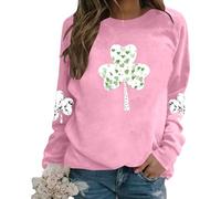 Sweat-shirt sans capuche pour femme - Tissu décontracté - Design uni - Manches longues - Confort - Motif imprimé - Col rond - Respirant - Doux - Facile d'entretien - Élégant - Tendance urbaine, Rose