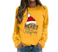 Sweat-Shirt sans Capuche pour Femmes Style Streetwear Polyvalent Coupe décontractée et Confort Exceptionnel Tissu Doux et léger pour l’intérieur et l’extérieur (Yellow, L)