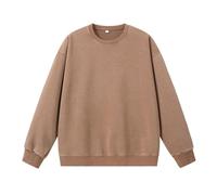 Sweat-shirt sans capuche pour homme, décontracté, manches longues, col du cou, pour un usage quotidien, tissu doux, coupe confortable, idéal pour le printemps, l'automne et l'hiver (Khaki, XXXL)