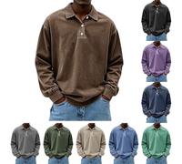 Sweat-shirt sans capuche pour homme - Manches longues - Léger - Polo décontracté - Avec poche - Respirant - Pour festival basique, lilas, 4XL