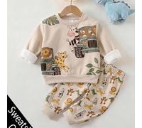 Sweat-shirt-shirt à col rond décontracté pour nourrisson, imprimé classique et mignon du monde des animaux de contes de fées dessinés à la main, patrouille de protection des animaux, imprimé motif léo