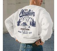 Sweat-shirt-shirt col rond décontracté pour hommes | Motif de tente de montagne en plein air avec œuvre de paysage | Essentiel du style de rue, pour l'automne L,M,S,XL,XS,XXLgraphique,Lettres,PlantesT